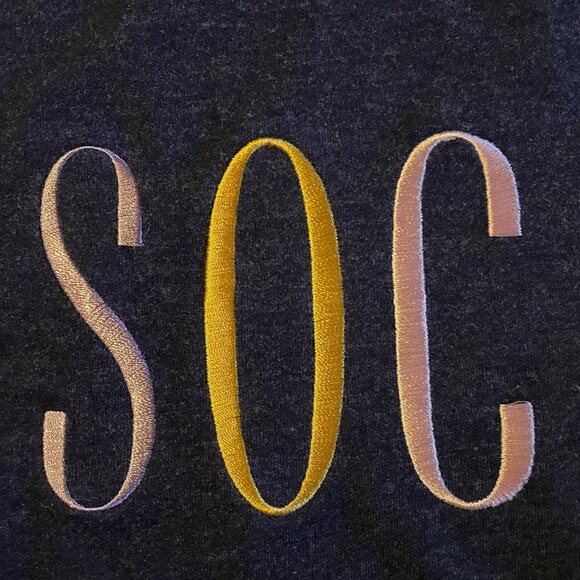 Wildfox SOCIAL Embroidered Blue Sweatshirt size Medium - Picture 4 of 9